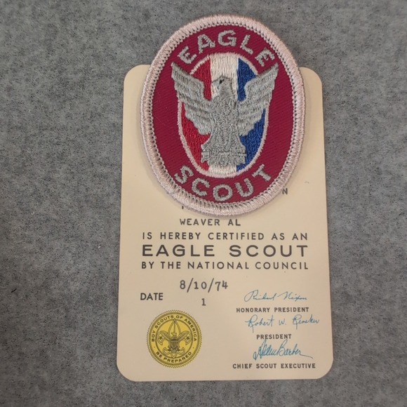Vintage‎ Eagle Scout Patch and Certification Card 1974 Boy Scouts of America